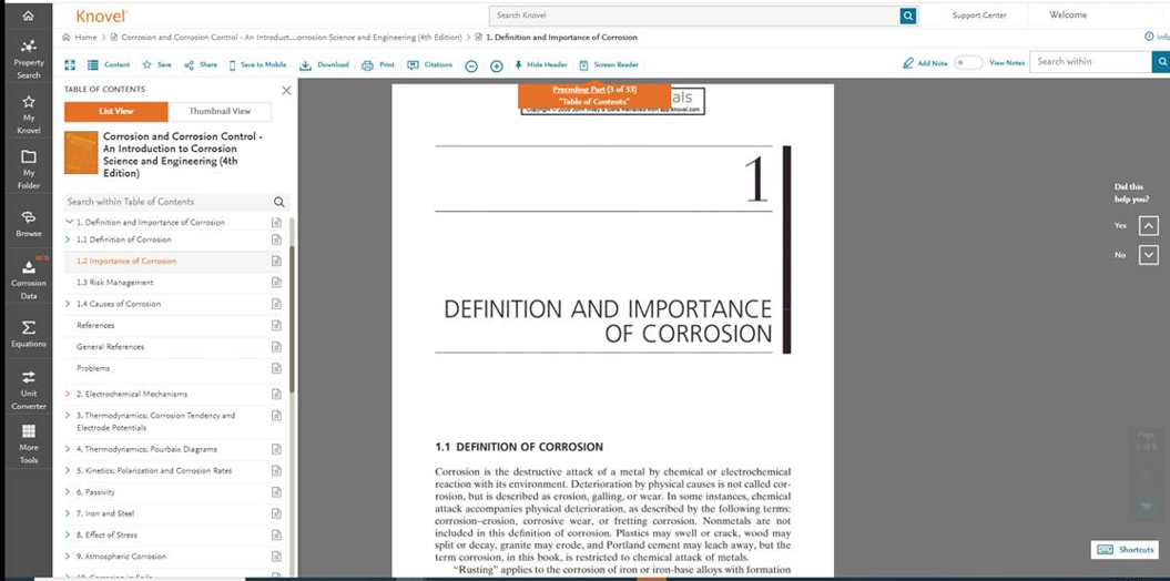 Screenshot of Table of Contents on Left auto-expanded